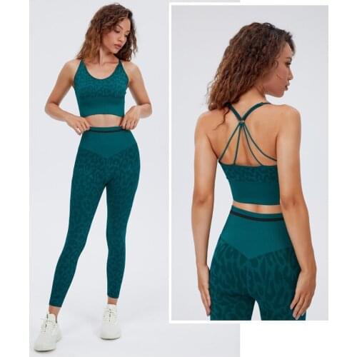 Yoga Set Running Sports Fitness Mesh Back Crop Top Bra Hip Lifting Yoga Legging Set Quick Drying Pant Suit Tracksuit Cloth Wear