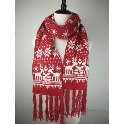 2017 Hot selling unisex classic designer Xmas reindeer knitted women men scarf xmas scarf with fringes black red color LL171010