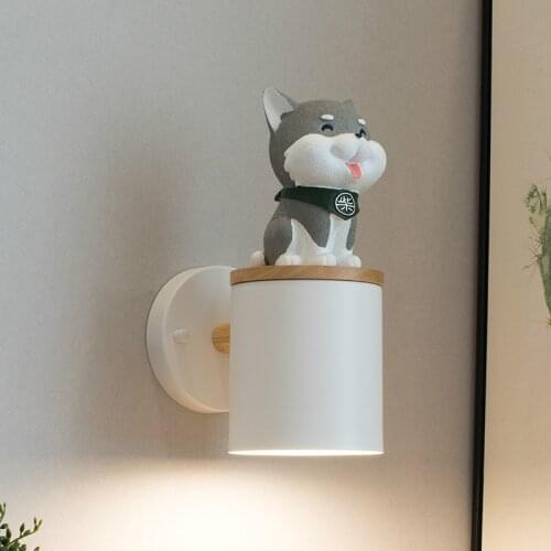 Lovely dog kids Bedroom Wall Lamp children lamp Creative Puppy wall sconces Modern Living Room Children Room Hallway wall Light