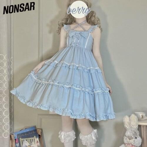 NONSAR 2021 Sweet JSK Suspender Lolita Dress Women Party Travel OP Sleeveless Soft Sisters DressNew