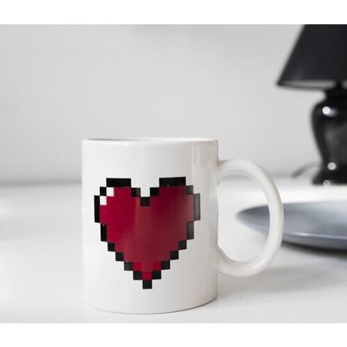 JOYLIVE Coffee Tea Milk Mug Creative Heart Magic Temperature Changing Cup Heat Sensitive Cup Color Changing Magic Mugs