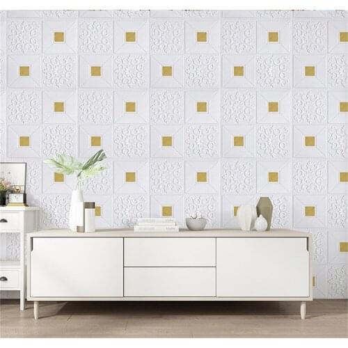 Wall Stickers 3D Stereo Ceiling Decorative Panels Self-adhesive Roof DIY Foam Wallpaper Living Room Decor TV Background 4PCS