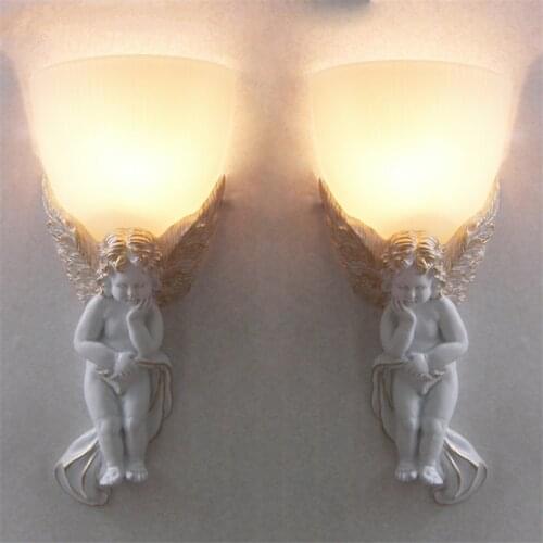 Mediterranean European Angel Wall Lamps Resin Carving Sconces Wall Lights Living Room Bedroom Bathroom Aisle Aisle Fixtures