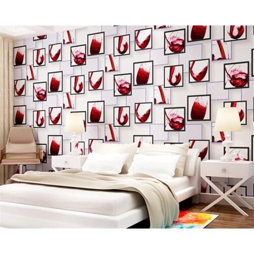 Beibehang papel de parede Modern fashion red wine cup wallpaper smooth non woven wall paper living room wedding room wall behang