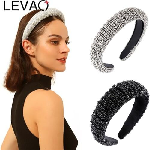 LEVAO Fashion Baroque Rhinestone Headbands for Women Bezel Turban Women Hair Jewelry Girls Hair Accessories Head Hoop Headwear