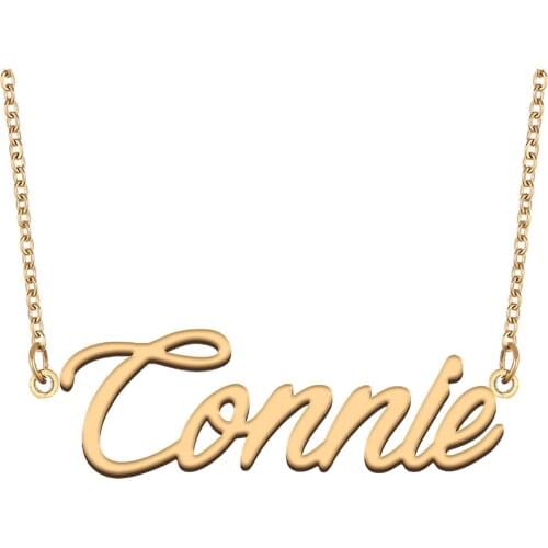 Connie Name Necklace for Women Stainless Steel Jewelry 18k Gold Plated Nameplate Pendant Femme Mother Girlfriend Gift