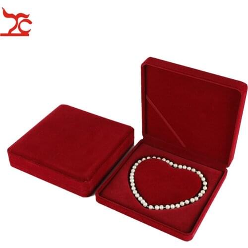 Mothers Day Necklace Jewelry Display Storage Gift Box Velvet Wedding Pearl Necklace Packaging Holder Lady Birthday Gift Box