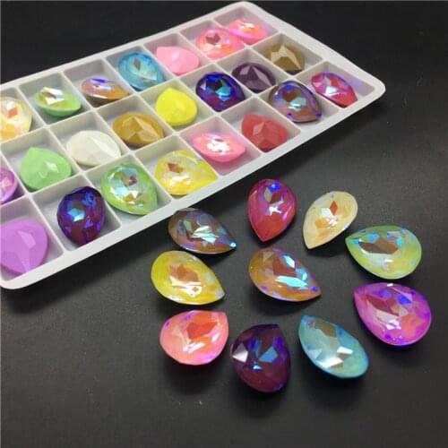 TopStone More Mocha AB Color K9 Crystal Drop Rhinestone 13x18mm 10x14mm Gass Crystal Pointback Droplet fancy stone