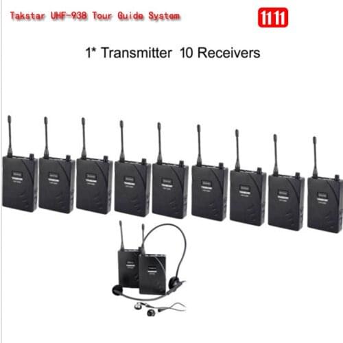 UHF Wireless Tour Guide Translation System 1 Transmitter 10 Receivers wireless tour guide system Teach Train Visit Tourism 938
