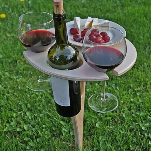 Mini Foldable Outdoor Wine Table with Round Desktop Folding Wine Table for Outdoor Garden Travel Picnic Beach Garden Furniture