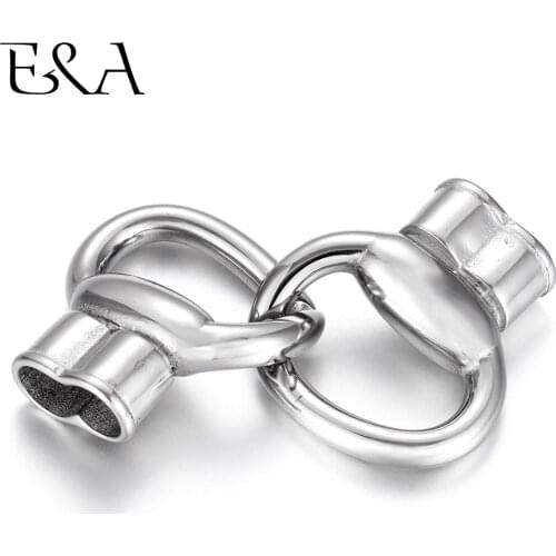 Stainless Steel Interlocking Clasp Toggle Set Fit 6mm Leather Cord Connector Clasps DIY Bracelet Hook Jewelry Making Findings