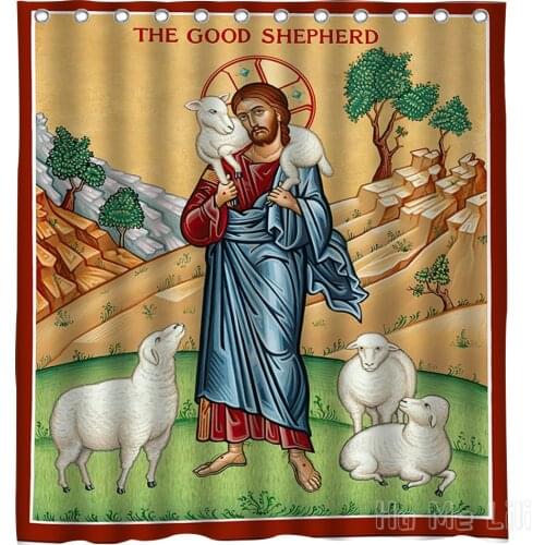 Good Shepherd Decoration Waterproof Fabric Shower Curtain Bathroom Accessories