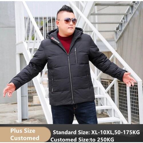 Winter 80% Duck Down Jacket Men Hooded Thick Coat Mens Warm Plus Size 7XL 8XL 9XL 10XL Black Red Grey Hoodies Customized Clothes