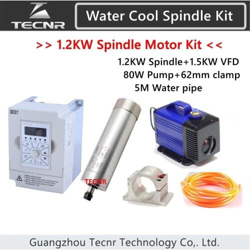 1.2KW 60000RPM 24000RPM 36000RPM ER11 62mm Water Cooled Spindle Motor&1.5KW VFD inverter & 62mm Spindle bracket & 80W Water pump