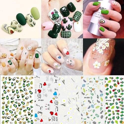 1 Sheet Leaf Flower 3D Nail Art Stickers Face Transfer Stickers for Nails Self-adhensive Decals Tips Decoration Paper