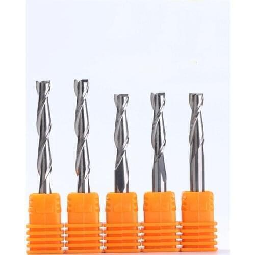 1pc 6mm SHK Wood cutter CNC Router Bits 2 Flutes Spiral End Mills Double Flute Milling Cutter Spiral PVC Cutter Long Spiral
