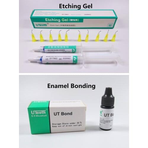 1Pcs Dental Light Cure Enamel Bonding Adhesive+1Kit Acid Blue Etching Etchant Gel