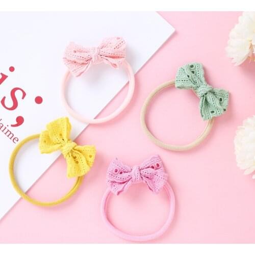 1pcs Candy Color Bow Headbands For Baby Girls Handmade Soft Band Elastic Nylon Headwrap Beautiful Gift For Kid Hair Accessories