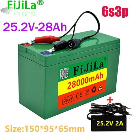 100% new 6s3p 18650 Battery Lithium Battery 25.2V 28000mAh Electric Bicycle Moped /Electric/Li ion Battery Pack with charger