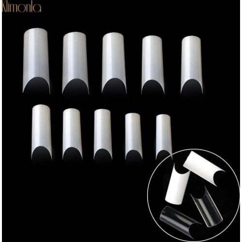 100pcs/box Transparent Natural False Nails French Curved Design Nail Art Fake Nails 10 Sizes For Salons DIY Manicure Tips