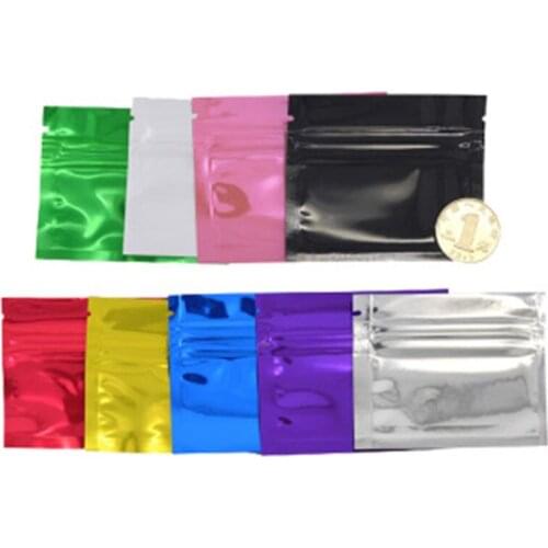 1000Pcs 7.5x6.5cm Mylar Foil Self Sealing Zip Lock Packaging Bag Hest Seal Recyclable Zipper Retail Storage Bag Beans Coffee Tea