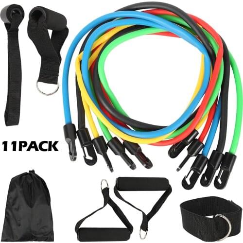 11pcs Fitness Pull Rope Latex Fitness Exercises Resistance Bands Body Fitness Workout Gym Equipment Elastic Exercises Pull Rope