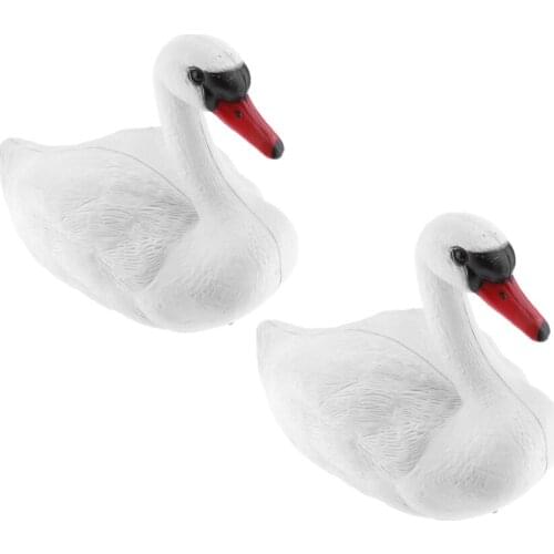 2x Full Size Plastic White Swan Decoy for Hunting Fishing Floating Swan Bird Garden Decoration