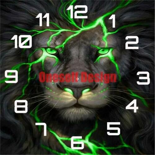 5d diamond painting full square clock diamond art kit clock lion diy frame decoration home diamond mosaic rhinestone pictures