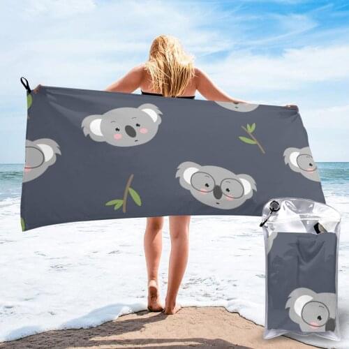 Bath Towel Cute Koala Heads Quick Dry Large Towel Thin Absorbent Soft Towel for Home Travel Camping Swimming Beach Sport