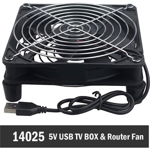 Gdstime 140mm USB Router Fan DIY PC Cooler DC 5V TV Box Wireless Cooling Fan 140x25 W/Screws Protective Net Portable