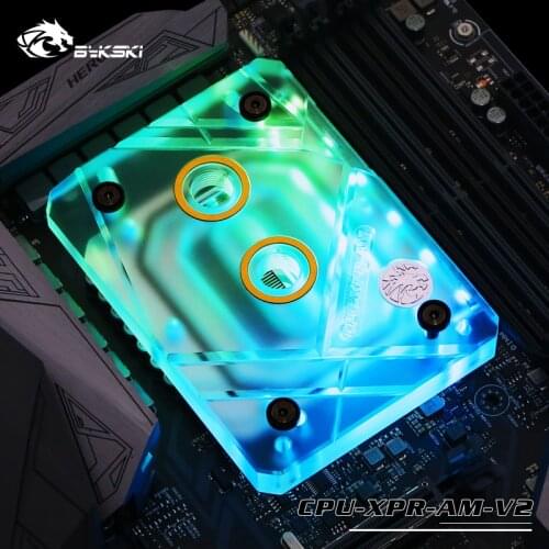 Bykski CPU Water Cooling Block Radiator use for AMD Ryzen3000 AM4 AM3 X399 1950X TR4 X570 Motherboard /Transparent Acrylic A-RGB