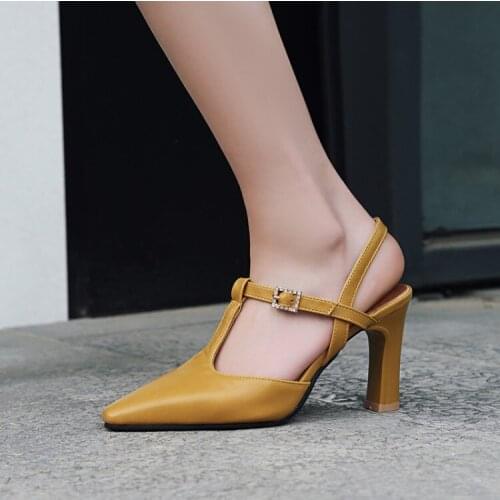 Big Size 9 10 11 12 13 14 15 high heels sandals women shoes woman summer ladies Pure small square head sandals