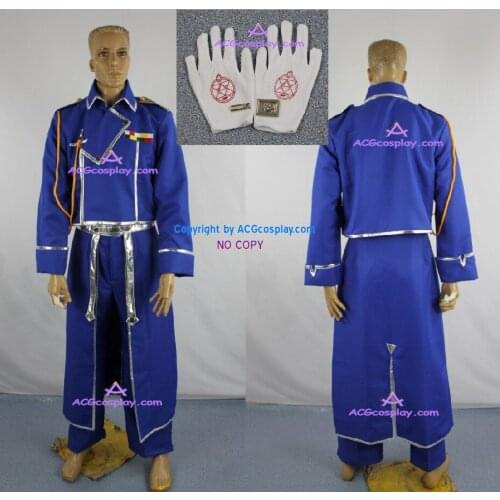 Fullmetal Alchemist Maes Hughes Cosplay Costume incl.collar pin and gloves