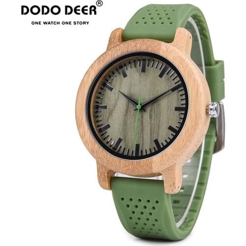 DODO DEER Wooden Mens Watch Relogio Masculino Simple Casual Silicone Strap Quartz Wristwatch Male erkek kol saati Dropshipping