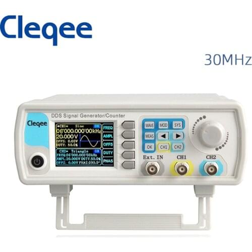 Cleqee 30MHz DDS Function Signal Generator 2 Dual Channel Counter Digital Control Frequency Meter Arbitrary JDS6600-30M