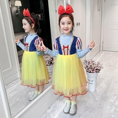 Baby Girls Snow White Knitted Princess Dress Children Christmas Costume Halloween Cosplay Dress Birthday Party Kids tutu Clothes