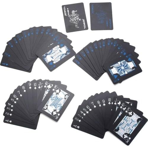 Hot Sale PVC Material Playing Cards Black Standard 52 Cards + 2 Jokers for Poker Card Tricks For Card Lovers Board Game