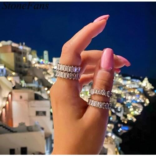 Stonefans Upscale Crystal Geometric Zircon Ring Cubic Dazzling Wholesale Fashion Metal Ring Jewelry Accessories for Women Gifts