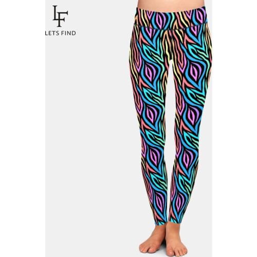 LETSFIND Fashion 3D Colorful Abstract Zebra Pattern Digital Printing Plus Size Leggings High Waist Soft Slim Fitness Leggings