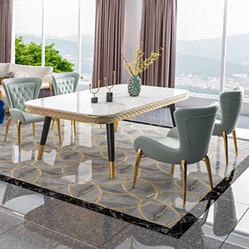 Light luxury marble countertop dining table and chair combination simple modern Nordic style rectangular household small apartme