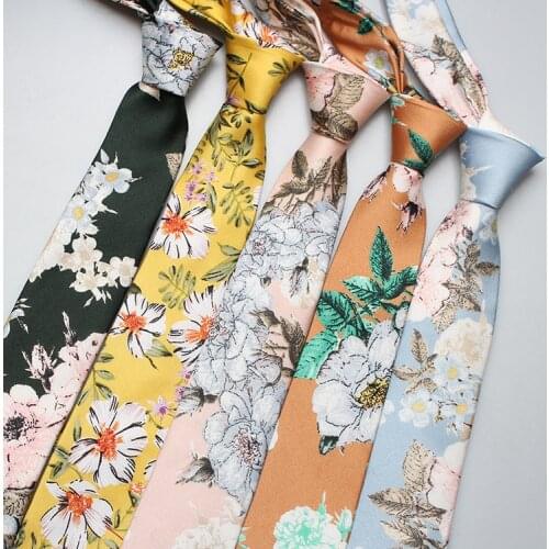 Linbaiway Novelty Floral Printed Neck Ties for Mens Polyester Necktie Skinny Ties Men Business Bridegroom Corbatas Cravate Homme