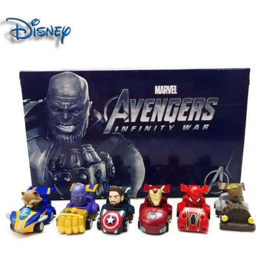 Marvel Avengers Galaxy Guards Spiderman Model Cartoon Car Baby Boy Toy Mini Pull Back Kart Collection Gift