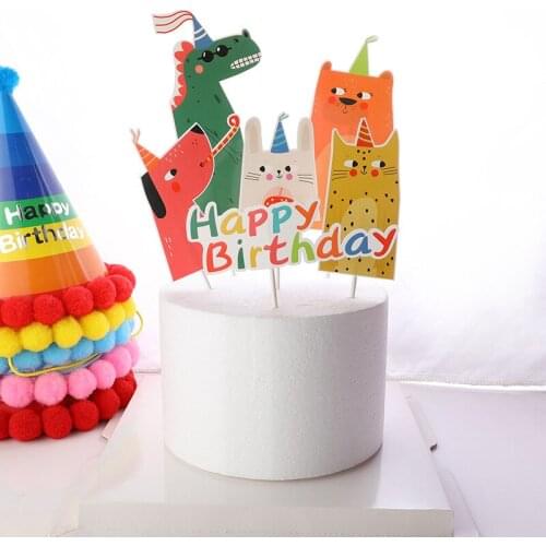 Cartoon Small Animal Theme Cake Topper Party Birthday Party Decoration Material Package Cake Decoration Supplies Baby Shower