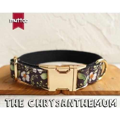 MUTTCO retailing fashion handmade soft stubborn dog collar with small flowers THE CHRYSANTHEMUM dog collars 5 sizes UDC044J