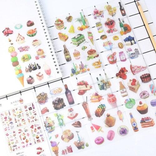 6 Sheets Kpop Stickers Pack Delicious Cake Dessert Series Instagram Space Handbook Travel Diary Creative Decoration DIY Albums
