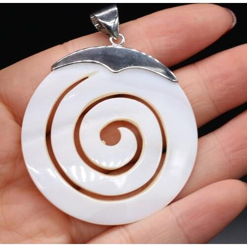 Natural Mother of Pearl Shell Pendant Round Swirl Spiral Shells Charms for Jewelry Making DIY Necklace Exquisite Gift 45x45mm