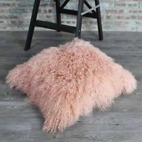 Light Pink Mongolian Fur Pillow Cover Curly Fur Cushion Cover For Sofa Home Pillow case Cushions Home Decor Funda Cojin Cojines