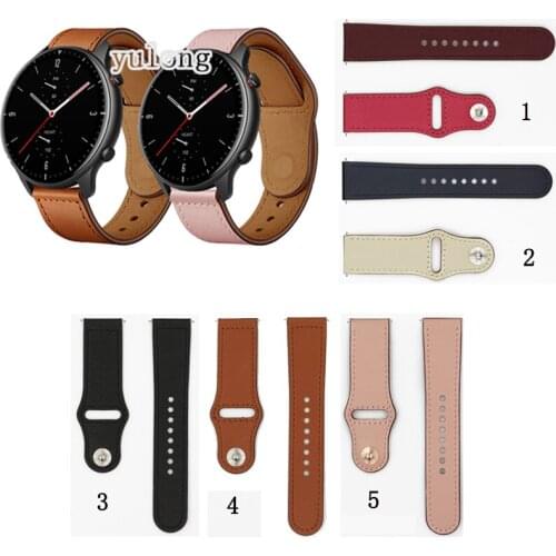 New 20mm Quality Leather Watch Band Strap for Huami Amazfit GTR 42mm 47mm Smart Watch Fashion 22mm Wristband for GTR2 straps