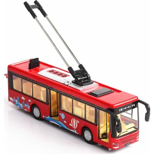 Single Power Saving Tram 1:32 Scale Metal Simulation Toy Voice Broadcast Bus Alloy Car Gift for Children Boys Speelgoed