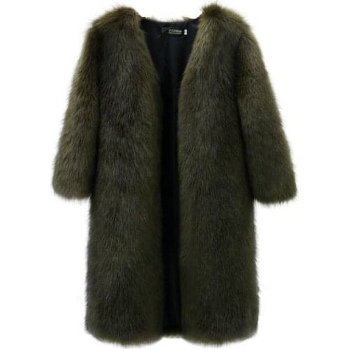 Autumn green faux mink leather jacket womens clothes winter warm Medium long fur leather coat women long sleeve jaqueta de couro